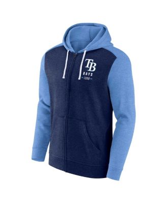 Men's Heathered Navy, Heathered Light Blue Tampa Bay Rays Blown Away Full-Zip Hoodie