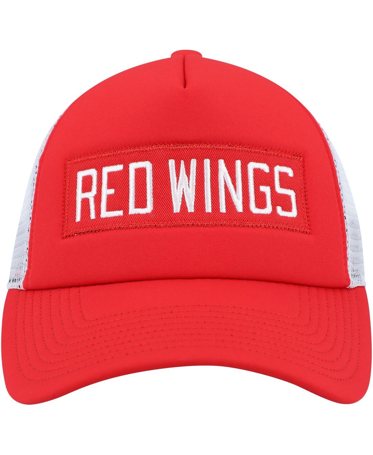 Shop Adidas Originals Men's Adidas Red, White Detroit Red Wings Team Plate Trucker Snapback Hat In Red,white