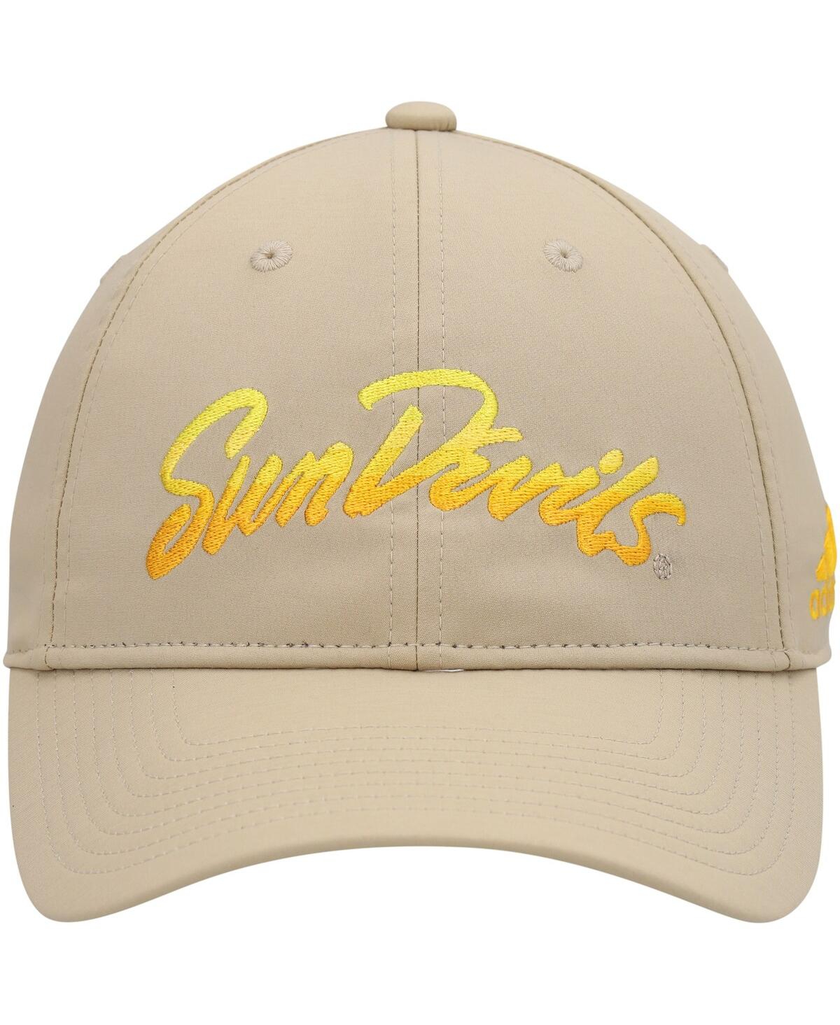 ADIDAS ORIGINALS MEN'S ADIDAS KHAKI ARIZONA STATE SUN DEVILS RISING DEVILS SLOUCH ADJUSTABLE HAT 
