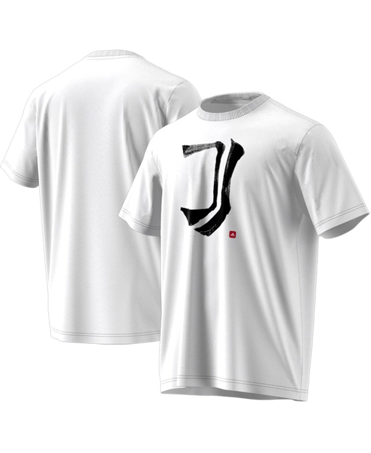 ADIDAS ORIGINALS MEN'S ADIDAS WHITE JUVENTUS CHINESE CALLIGRAPHY T-SHIRT 