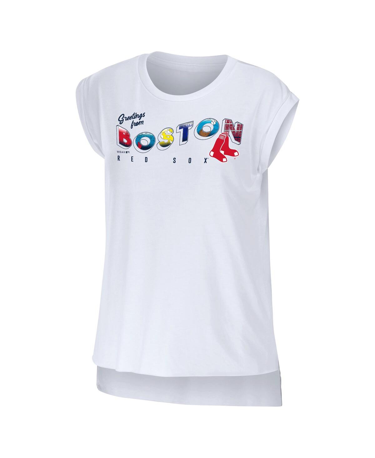 Shop Wear By Erin Andrews Women's  White Boston Red Sox Greetings From T-shirt