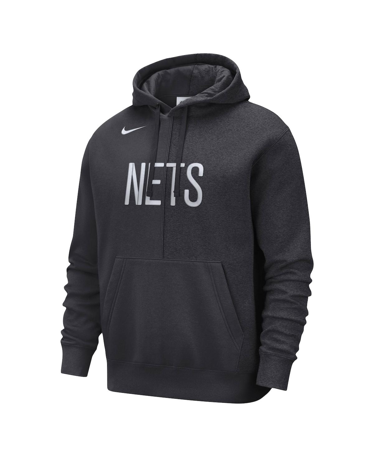 Shop Nike Men's  Anthracite Brooklyn Nets Courtside Versus Stitch Split Pullover Hoodie