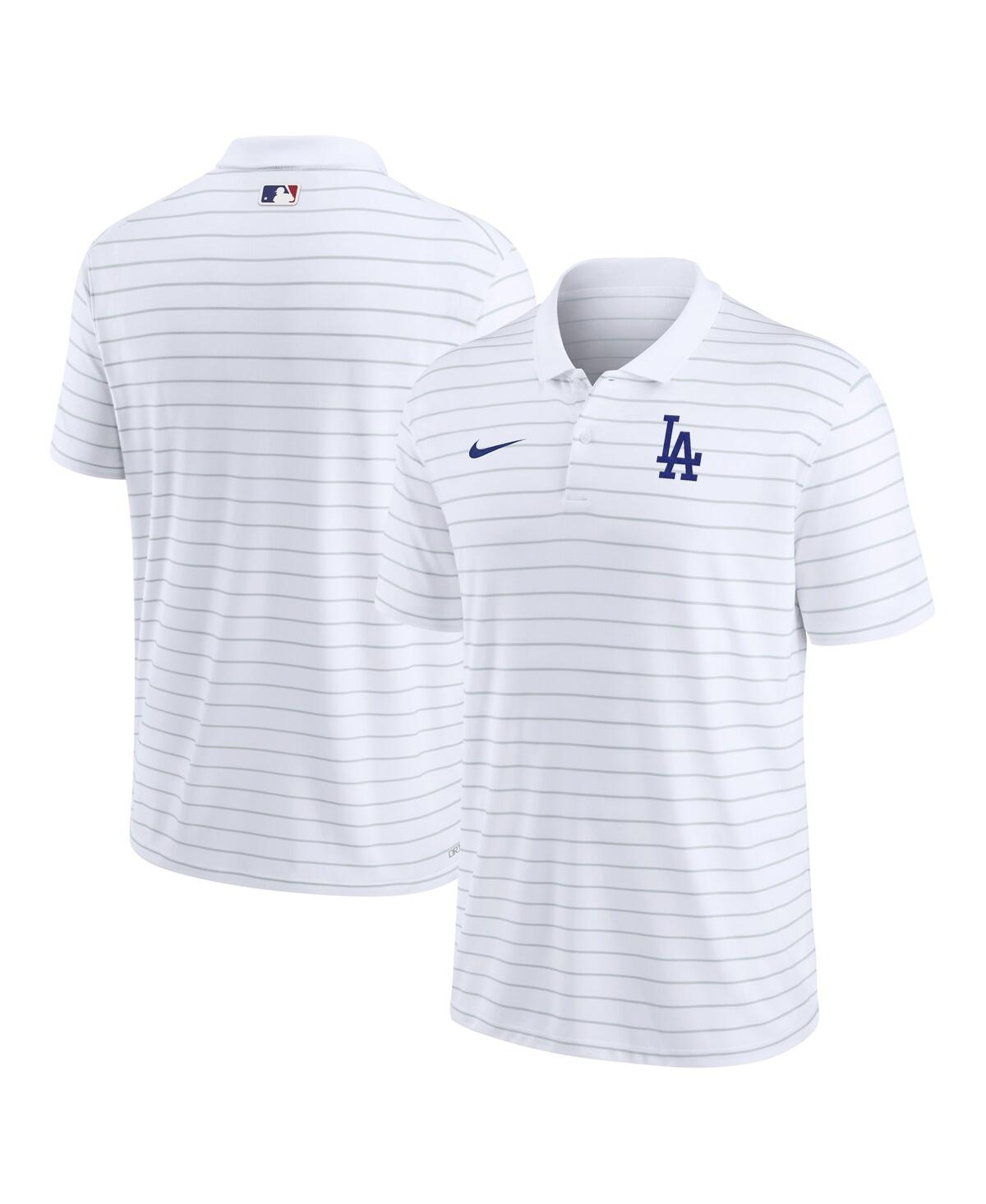 Men's NikeLos Angeles Dodgers Authentic Collection Victory Striped Performance Polo Shirt - White
