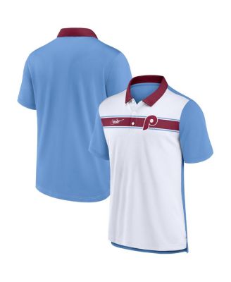 Men s Nike White Light Blue Philadelphia Phillies Rewind Stripe Polo Shirt Macy s