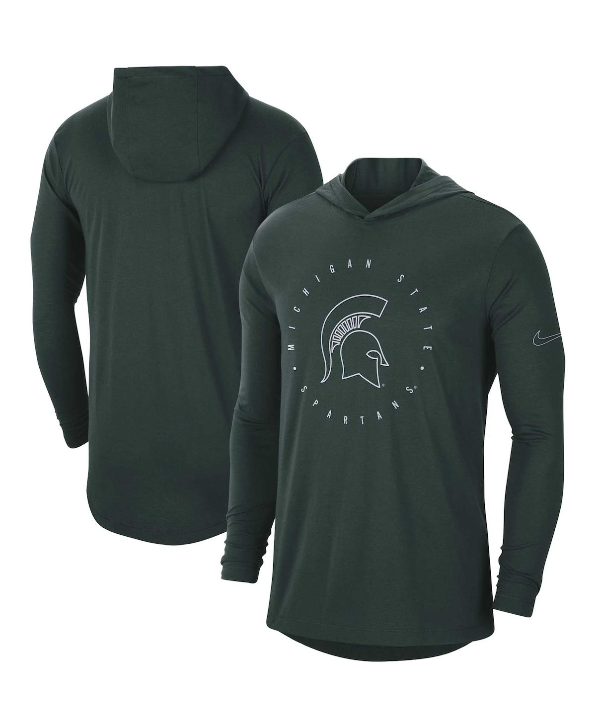 Shop Nike Men's  Green Michigan State Spartans Campus Tri-blend Performance Long Sleeve Hooded T-shirt