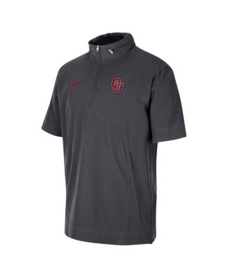 Men's Anthracite Oklahoma Sooners Coaches Half-Zip Short Sleeve Jacket