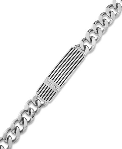 Sutton by Rhona Sutton Men's Stainless Steel Ribbed ID Bracelet