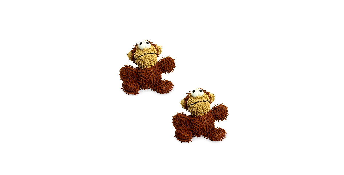 Jr Microfiber Ball Monkey, 2-Pack Dog Toys - Brown