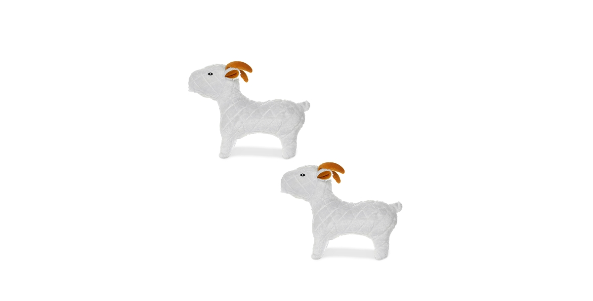 Farm Goat, 2-Pack Dog Toys - White