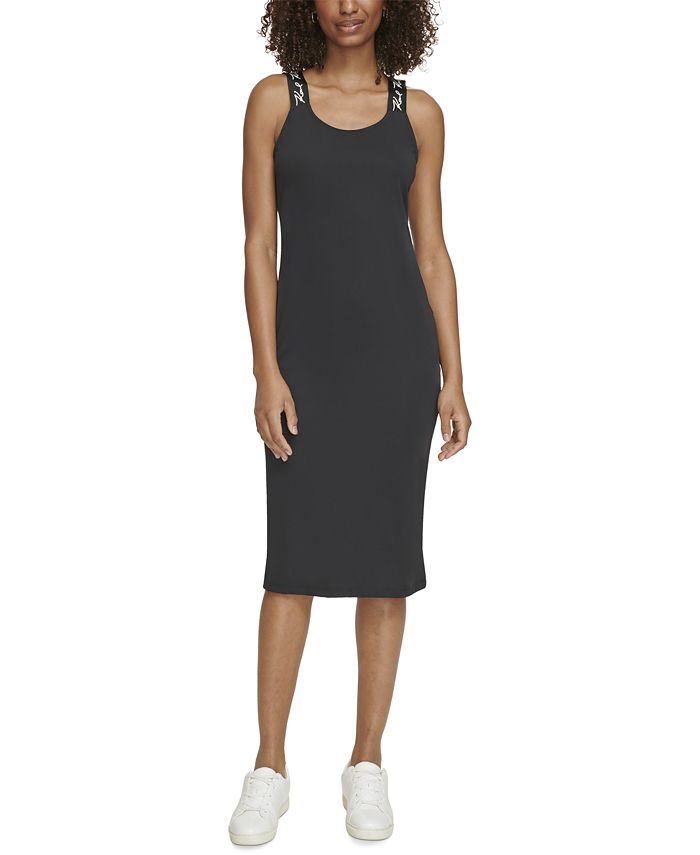 erts meer en meer volwassene KARL LAGERFELD PARIS Women's Logo-Strap Tank Dress - Macy's