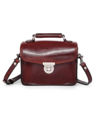 Laurel Mini Leather Convertible Pushlock Crossbody Bag