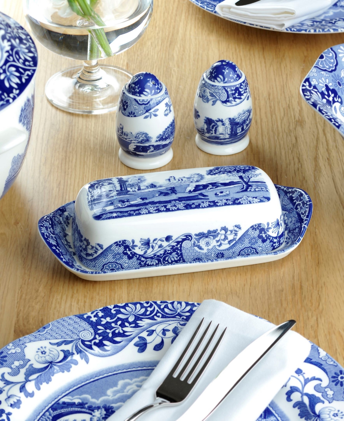 Spode Dinnerware, Blue Italian Salt and Pepper Shakers