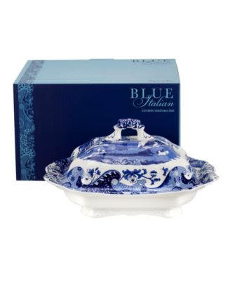 Blue Italian Covered Vegetable Dish