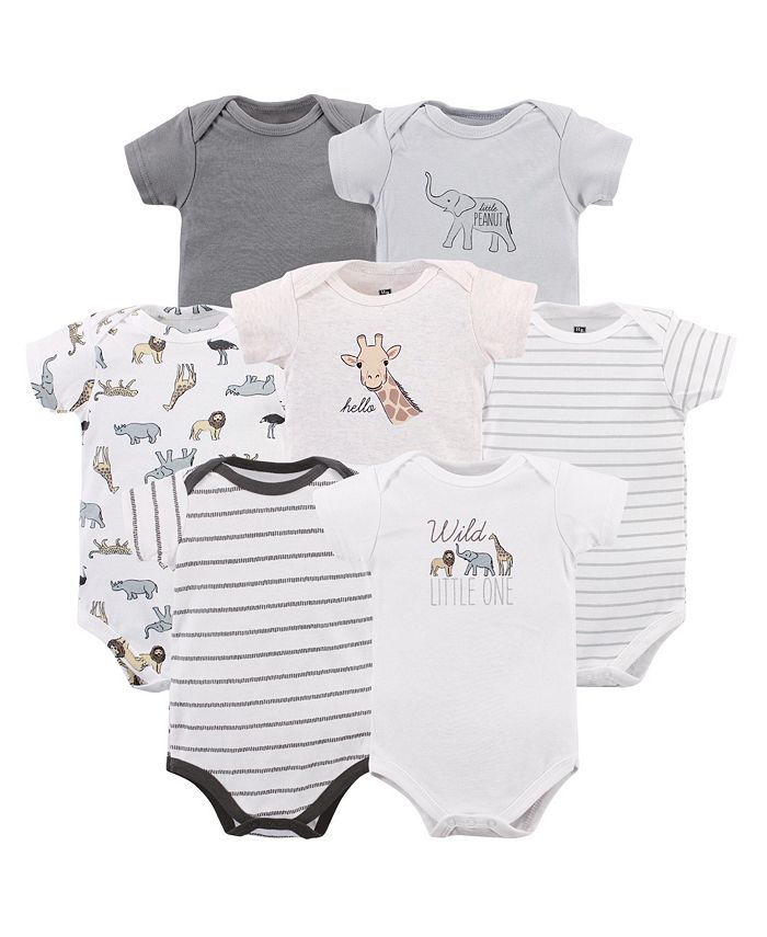 Baby Boys Unisex Cotton Bodysuits Modern Neutral Safari 7 Pack
