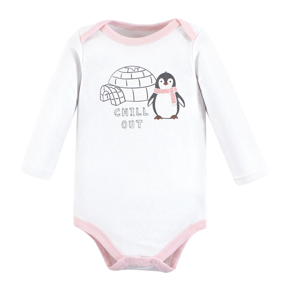 Hudson Baby Baby Girls Cotton Long-Sleeve Bodysuits Penguin, 5-Pack