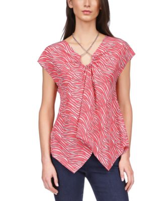 Michael Kors - Women's Zebra Chain Handkerchief-Hem Top