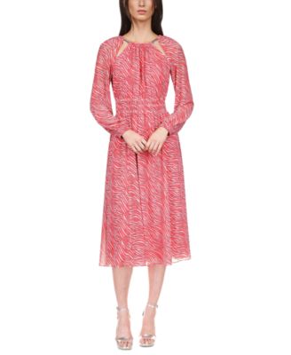 Michael Kors - Women's Zebra Chain Smocked Midi Dress