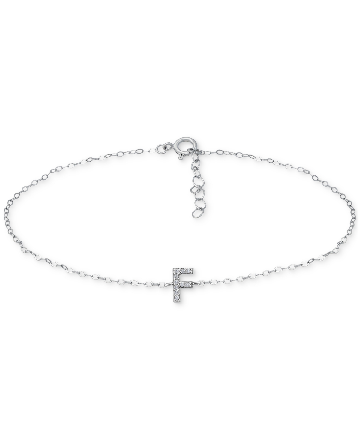 Giani Bernini Cubic Zirconia Initial Ankle Bracelet in Sterling Created for Macys - F