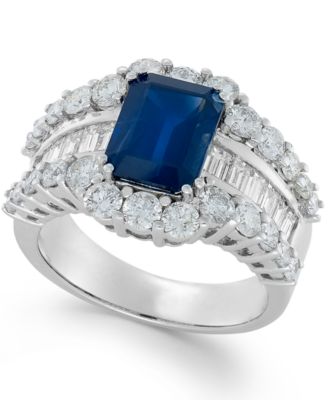 Macy's - Sapphire (3-5/8 ct. t.w.) and Diamond (2 ct. t.w.) Ring in 14k White Gold