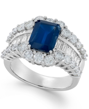 image of Sapphire (3-5/8 ct. t.w.) and Diamond (2 ct. t.w.) Ring in 14k White Gold