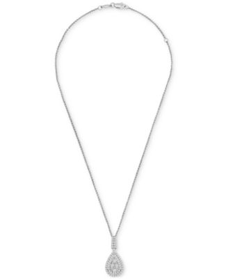 Diamond Pav&eacute; Teardrop 18" Pendant Necklace (1 ct. t.w.) in 14k White Gold 