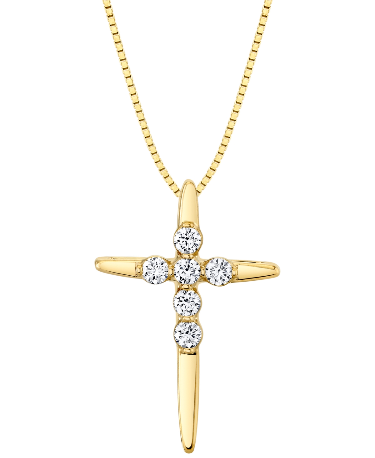 Diamond Polished Cross 18" Pendant Necklace (1/4 ct. t.w.) in 14k Gold - K Yellow Gold