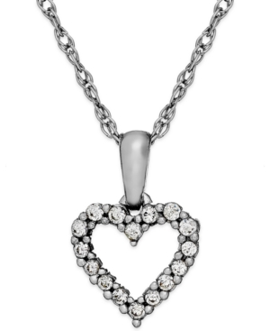 image of Diamond Heart Pendant Necklace in 14k White Gold (1/10 ct. t.w.)