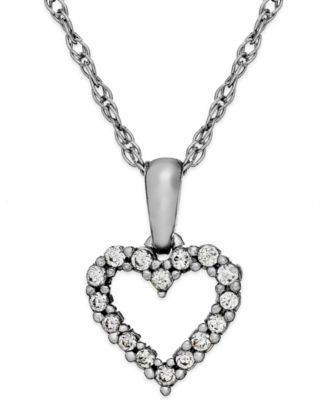 Macy's Diamond Heart Pendant Necklace in 14k White Gold (1/10 ct. t.w ...