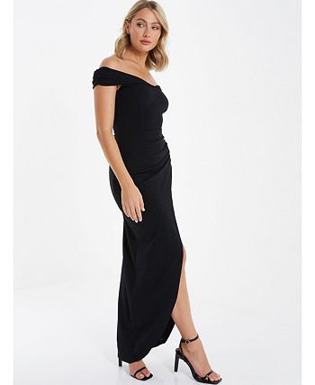 QUIZ Women's Bardot High Slit Maxi Dress - Macy's