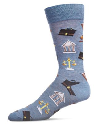 Men's Law and Order Heathered Rayon from Bamboo Novelty Crew Socks