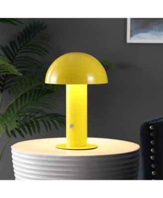 Boletus 10.75" Contemporary Bohemian Rechargeable, Cordless Iron Integrated LED Mushroom Table Lamp
