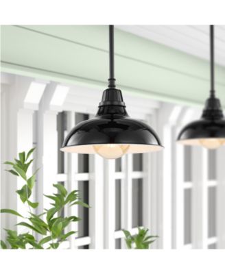 Jasper 12.25" 1-Light Farmhouse Industrial Indoor, Outdoor Iron LED Pendant
