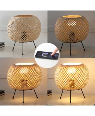 Palma 10.75" Bohemian Rustic Iron, Rattan LED Mini Table Lamp with Smart Bulb