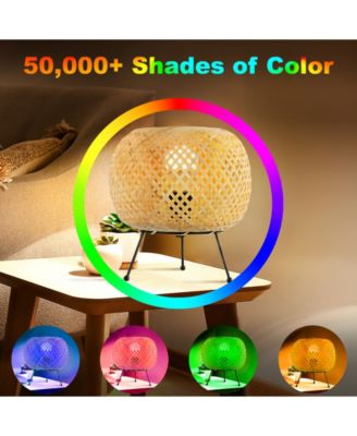 Palma 10.75" Bohemian Rustic Iron, Rattan LED Mini Table Lamp with Smart Bulb