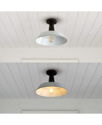 Camila 14" 1-Light Classic Industrial Indoor, Outdoor Iron LED Semi Flush Mount