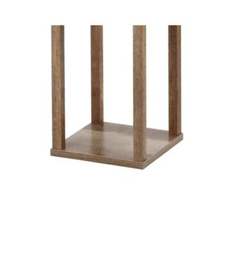 Etagere 63.5" Rustic Bohemian Wooden LED 3-Shelf Floor Lamp with Pull-Chain, USB Charging Port and Smart Bulb