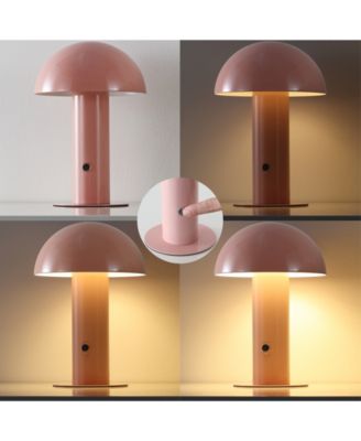 Boletus 10.75" Contemporary Bohemian Rechargeable, Cordless Iron Integrated LED Mushroom Table Lamp