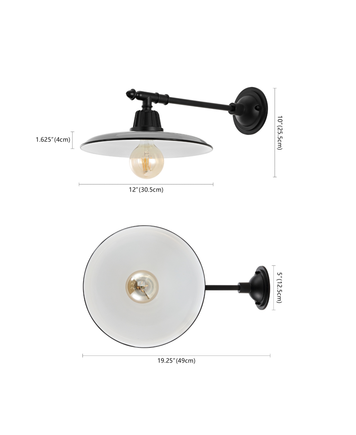 Bonner 1-Light Farmhouse Industrial Indoor, Outdoor Iron Led Victorian Arm Outdoor Sconce - White