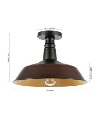 Camila 14" 1-Light Classic Industrial Indoor, Outdoor Iron LED Semi Flush Mount