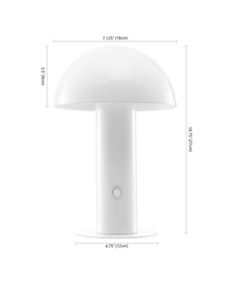 Boletus 10.75" Contemporary Bohemian Rechargeable, Cordless Iron Integrated LED Mushroom Table Lamp