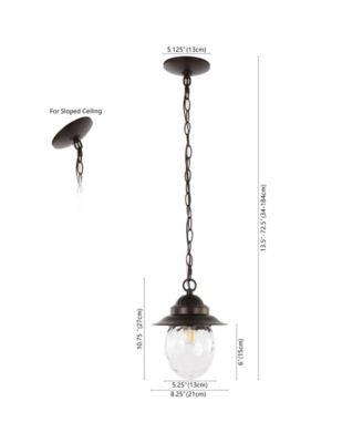 Manteo 8.25" 1-Light Farmhouse Industrial Iron, Glass Outdoor LED Pendant