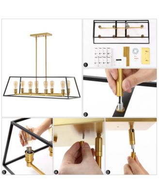 Liane 35" 8-Light Farmhouse Industrial Iron Linear LED Pendant