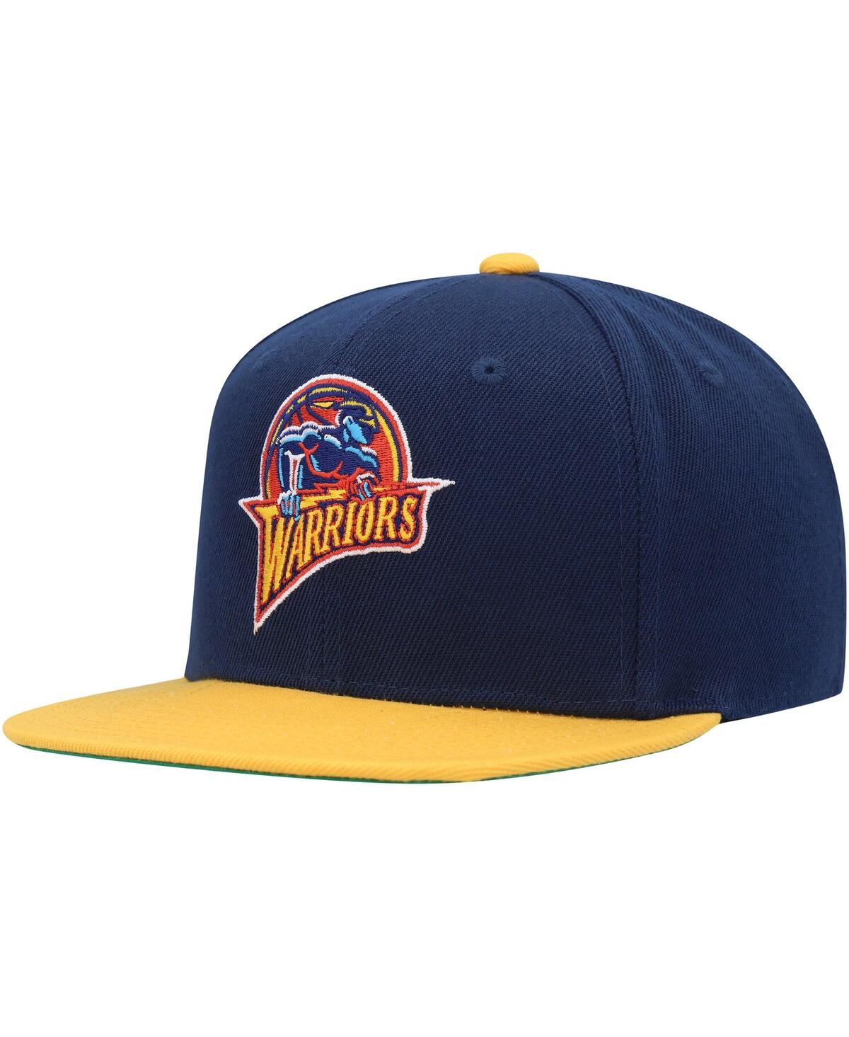 Shop Mitchell & Ness Big Boys And Girls  Navy, Gold Golden State Warriors Two-tone Snapback Hat In Navy,gold