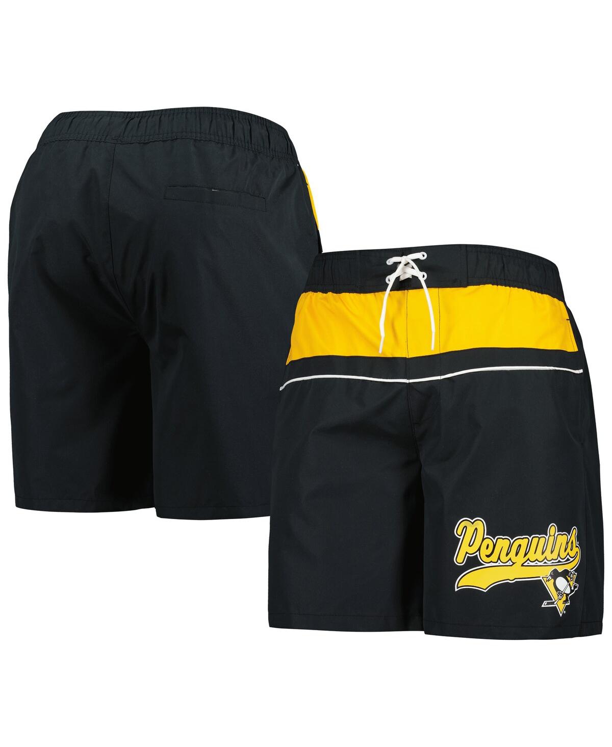 Shop Starter Men's  Black Pittsburgh Penguins Freestyle Volley Swim Shorts