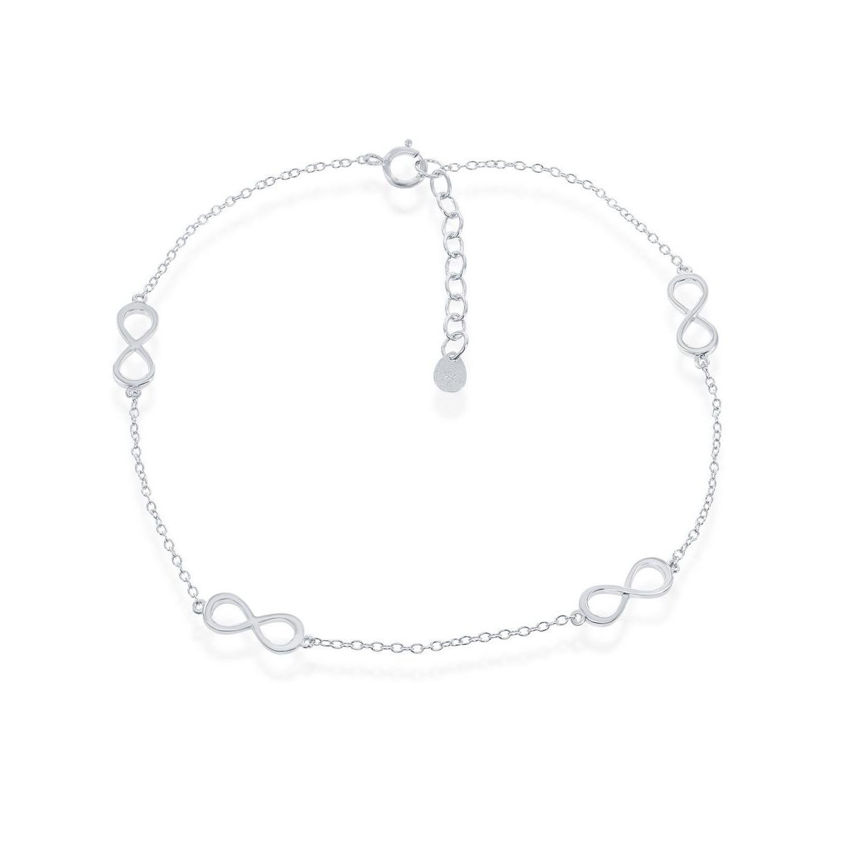 Sterling Silver Infinity Anklet - Silver