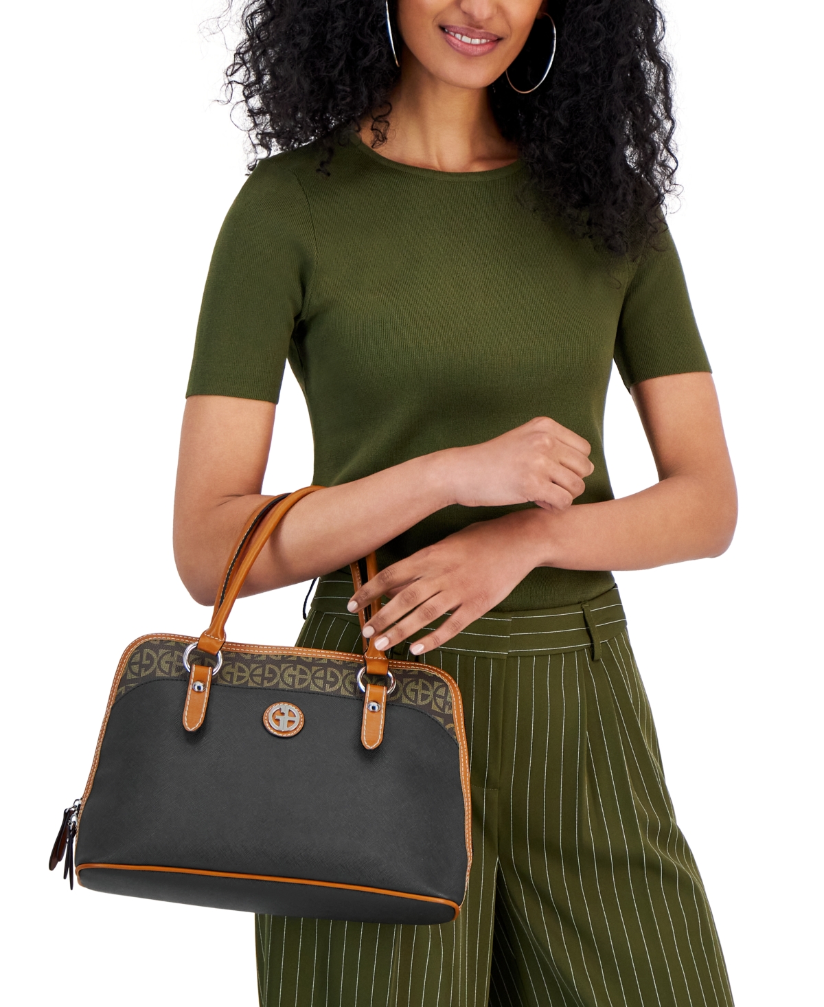 Giani Bernini Signature Colorblock Dome Satchel, Created for Macy's