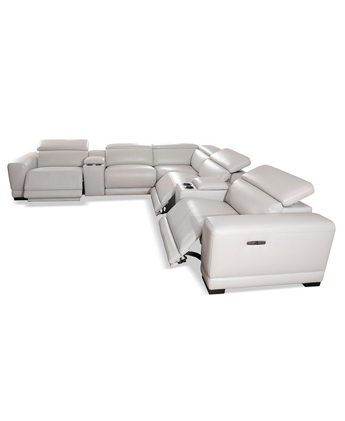 Furniture Krofton 7Pc. Beyond Leather Fabric Sectional with 3 Power
