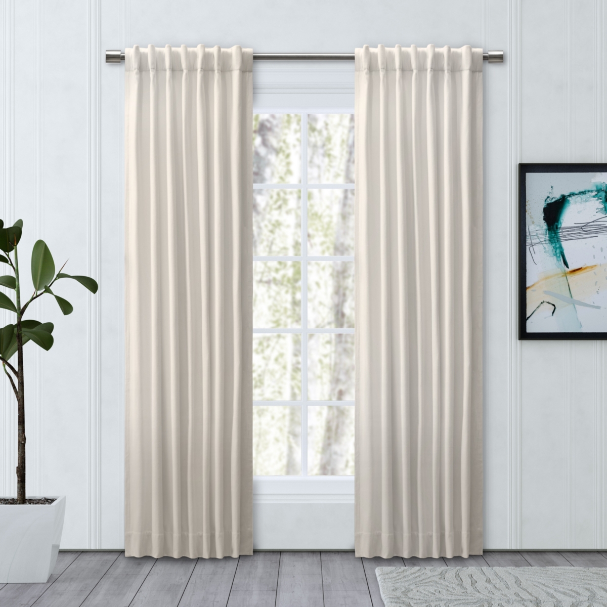 Ricardo Chevron 80C/20P Sustainable Unlined Rod Pocket w/Back Tabs Curtain Panel 48