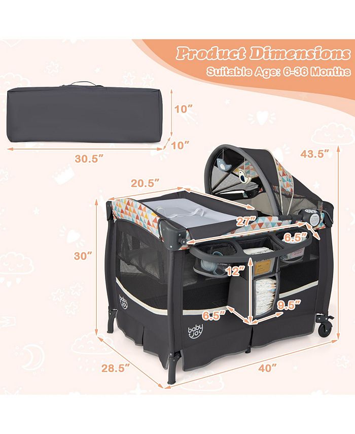 Costway 3 in 1 Portable Baby Playard Nursery Center w/ Swingaway