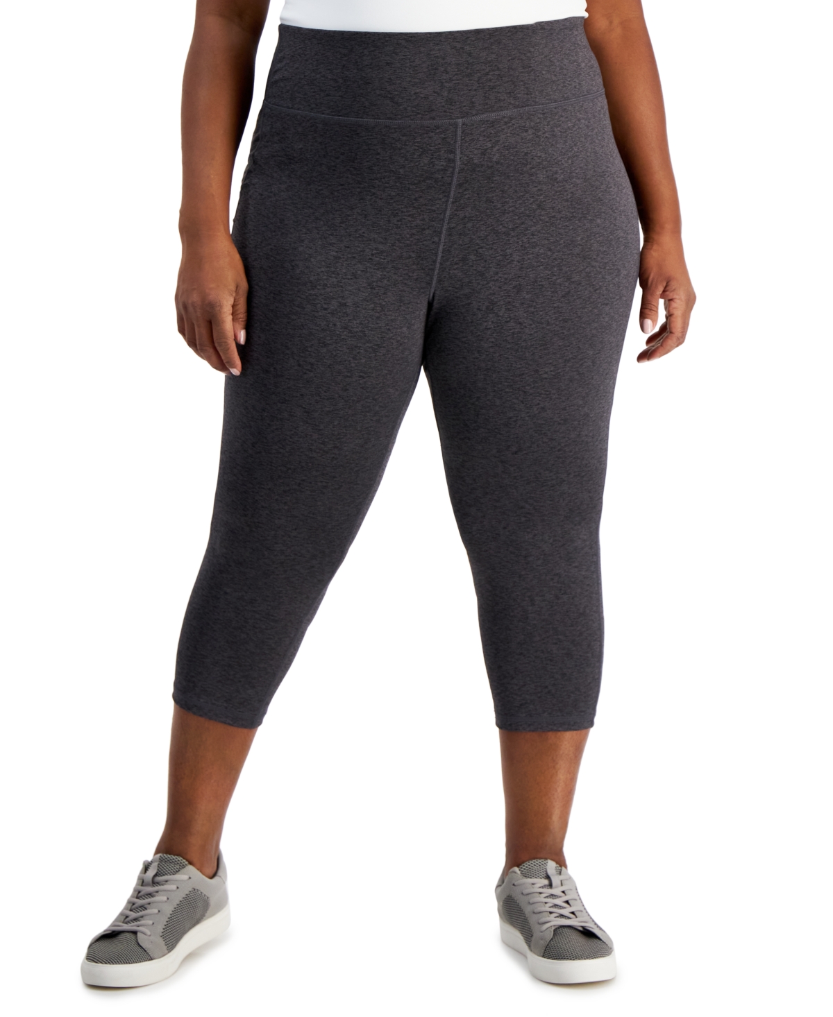 Id Ideology Plus Size Cropped Leggings In Deep Black,deep Charcoal